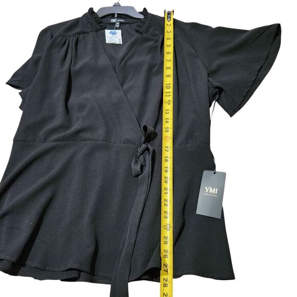 Ymi Collection Top For Women Size 2X Black Lightweight Front Tie Belt - Picture 6 of 10